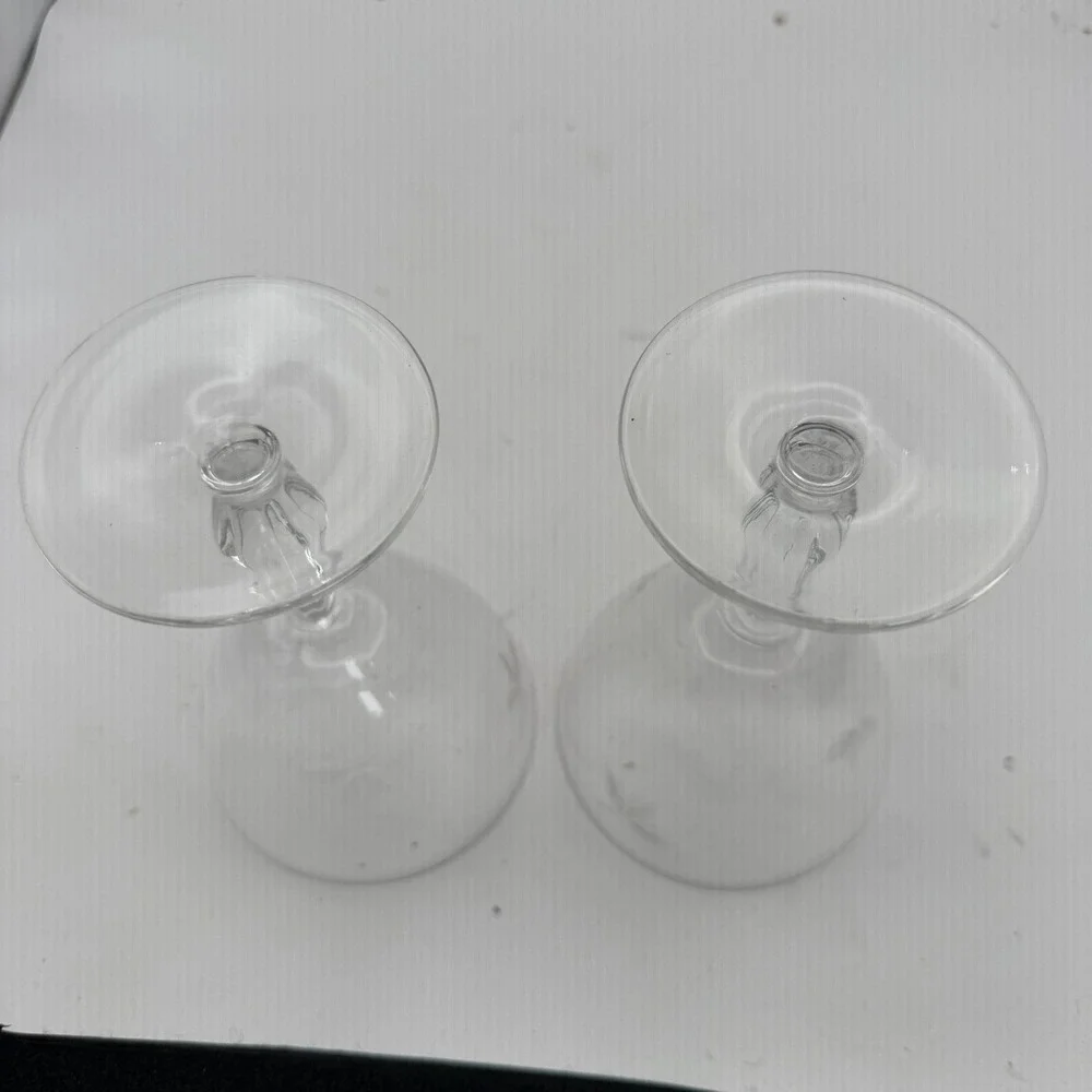 2 Vtg Libbey Glass Wheat Etched Design Wine or Sherbert 6